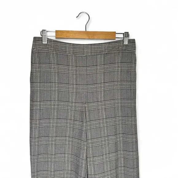 Nicole Miller New York Women's Wide Leg Glen Plaid Pants Size 8 Gray Brown Black - Picture 2 of 10
